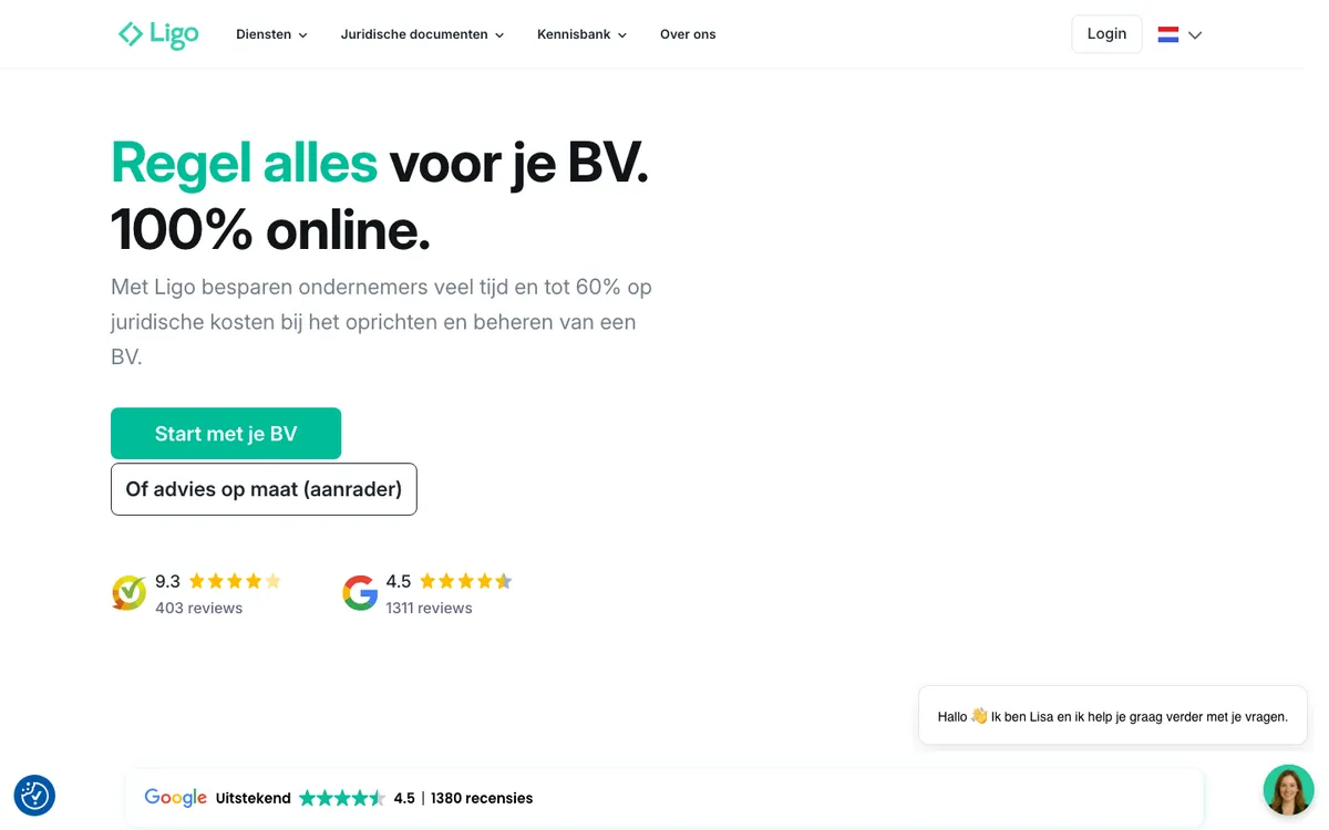 Homepage van Ligo